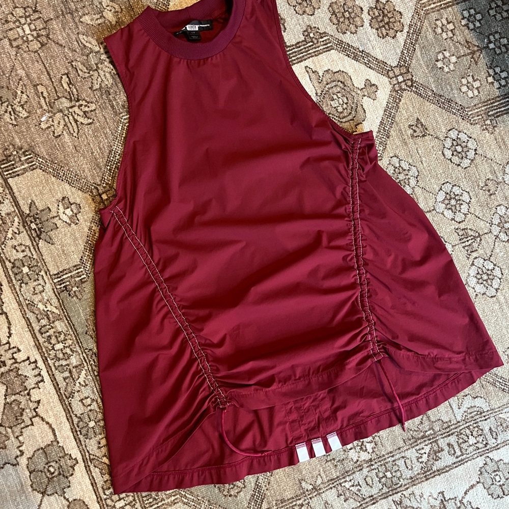Y-3 Ruched Race Stripe Crew Neck Tank
